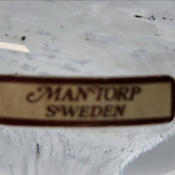 Vintage Swan Mantorp Sweden Clear Glass White Swirls Paperweight Figurine - Picture 5 of 6